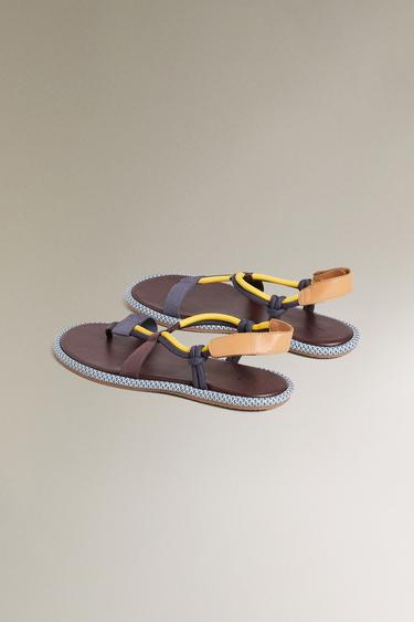 STRAPPY LEATHER SANDALS - Two-tone by Zara - Image 5