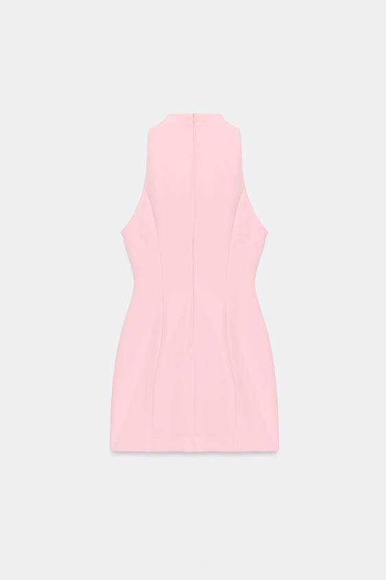 zara pink cut out dress CUT-OUT MINI - Light zara hot pink dress USMC Marine White Dress VENDOR COLOR-PORCELAIN BLUE seam zip closure Colour:Black Pattern