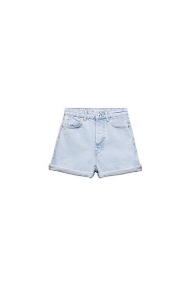 MOM DENIM SHORTS WITH TURN-UP HEMS