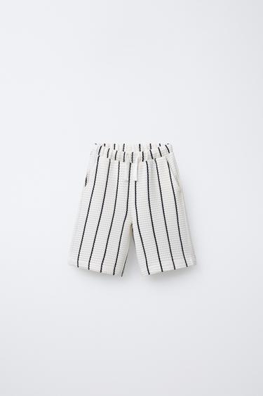 BERMUDA PUNTO CROCHET RAYAS - Crudo / Negro de Zara