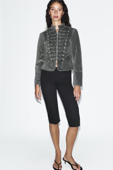 CHAQUETA ENTALLADA TERCIOPELO - Gris de Zara - Imagen 0