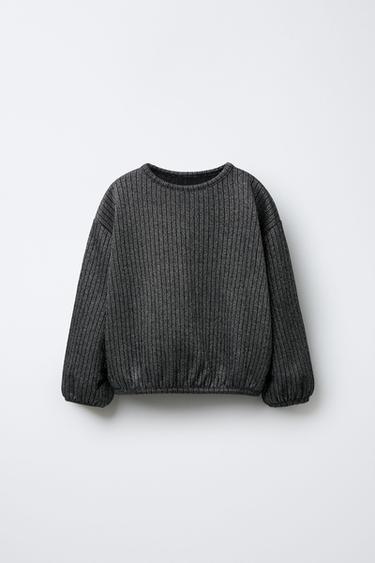 Zara RIBBED SPARKLY TOP - Black - Image 0