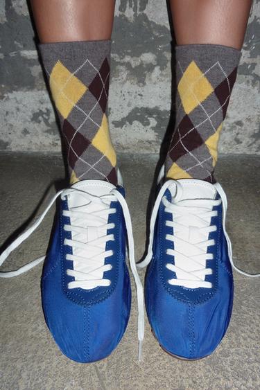 ARGYLE PATTERN SOCKS — Grey marl 1