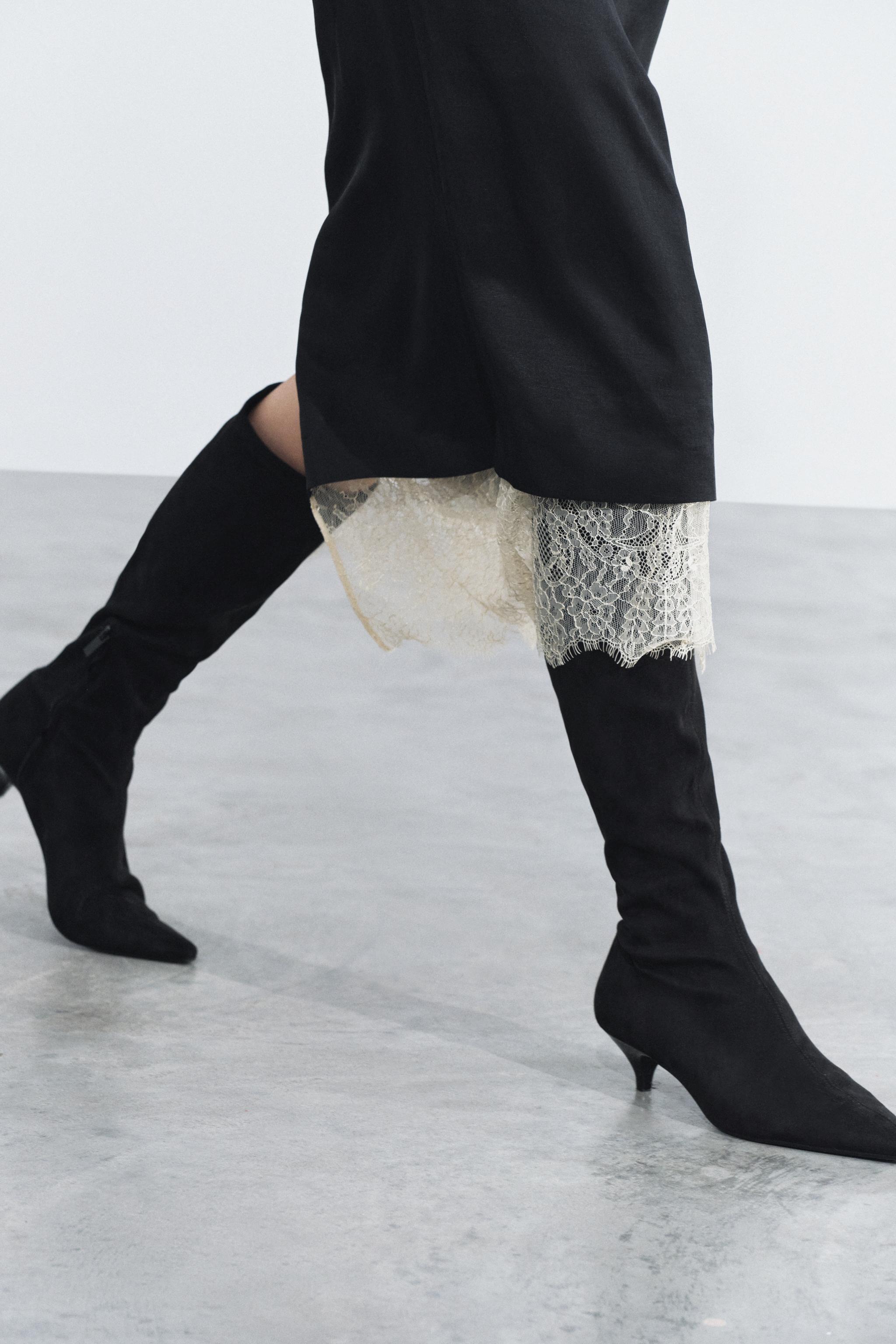 STRETCH KITTEN-HEEL BOOTS