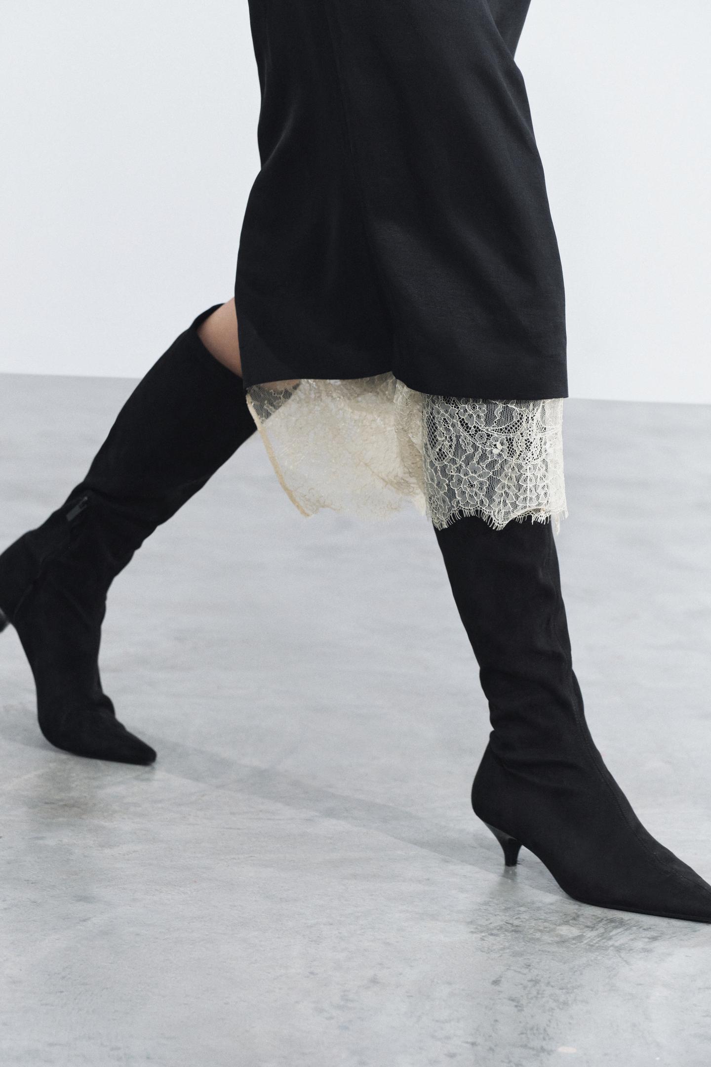 Женские ботинки Zara Stretch Kitten-Heel, цвет: Чёрный — фото 3