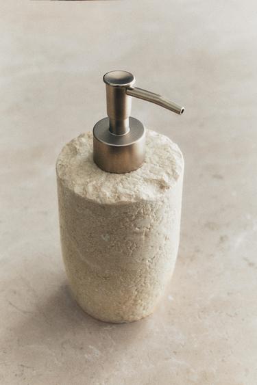 IRREGULAR MARBLE BATHROOM SOAP DISPENSER — Beige 1