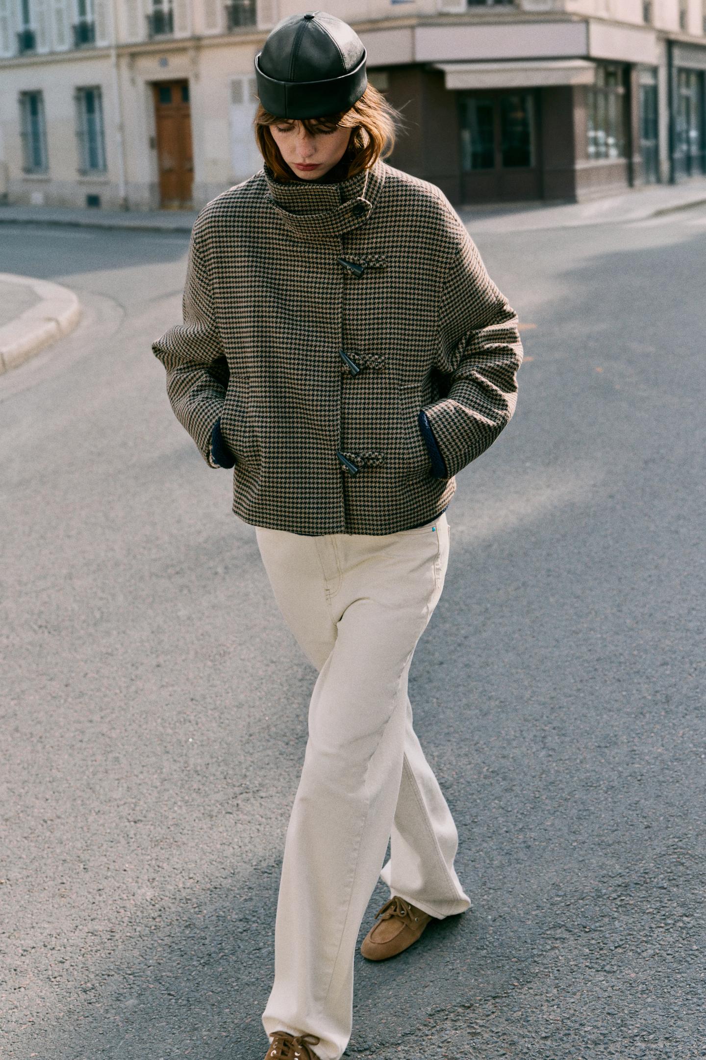 Женская куртка Zara Houndstooth Frog Fastening, цвет: Серый
