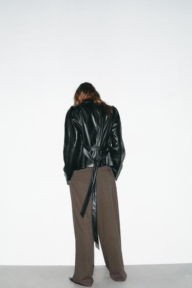 TRENCH COURT MATIÈRE SYNTHÉTIQUE - Noir de Zara - Image 4