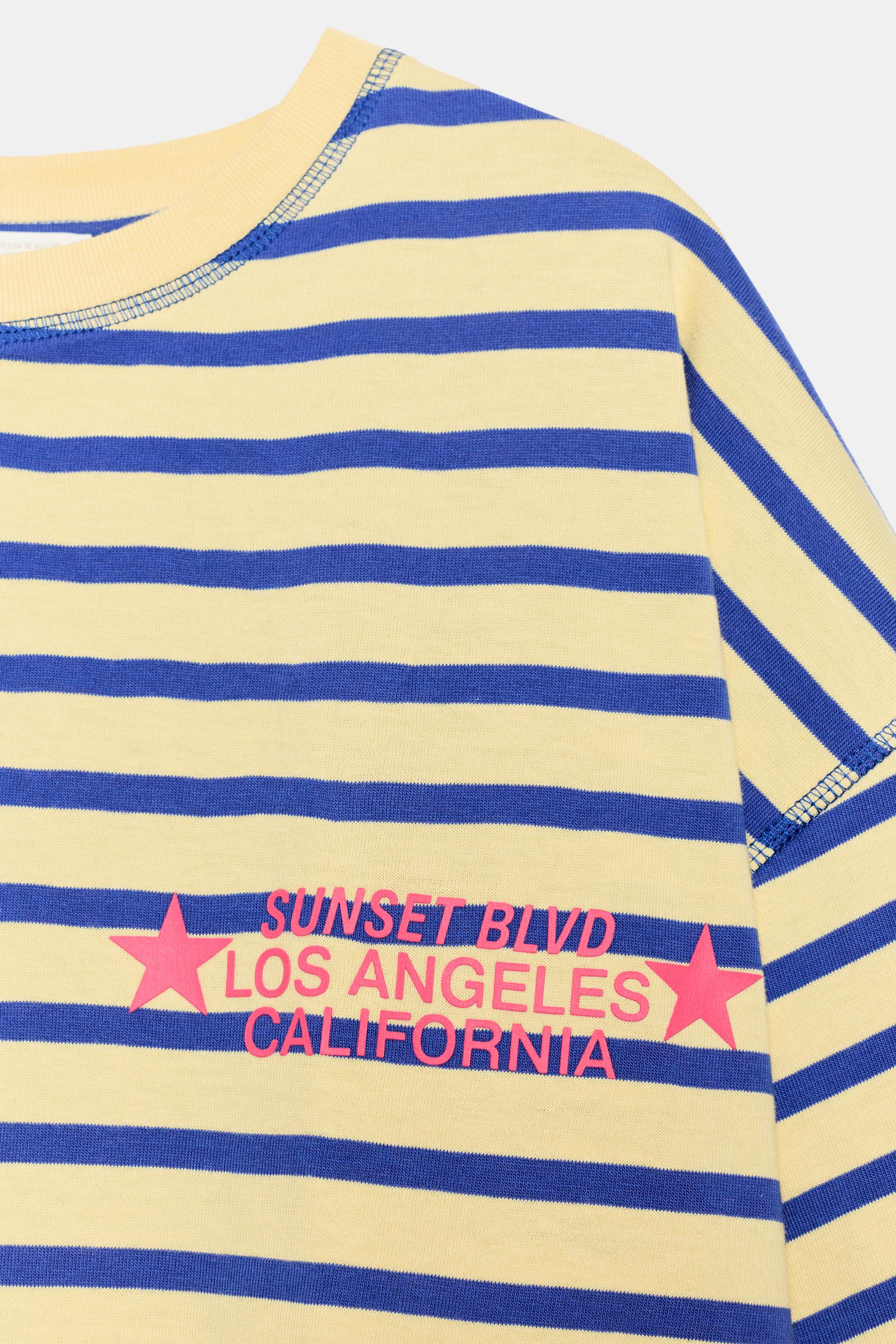 OVERSIZED STRIPED TEXT T-SHIRT
