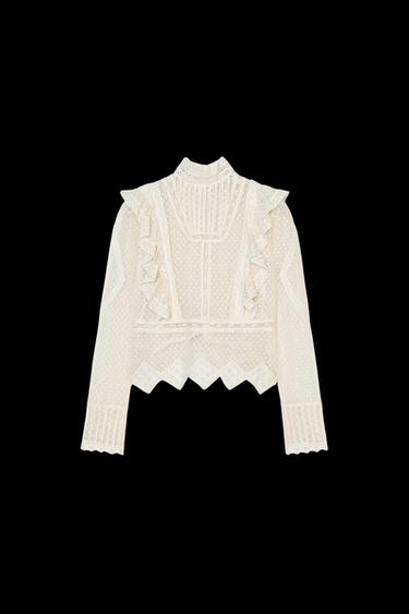 ZW COLLECTION EMBROIDERED TULLE SHIRT - White by Zara - Image 0