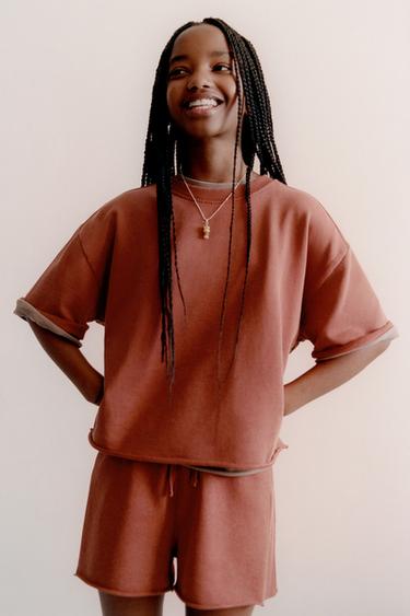 T-SHIRT JOGGING EFFET DÉLAVÉ - Marron / Taupe de Zara