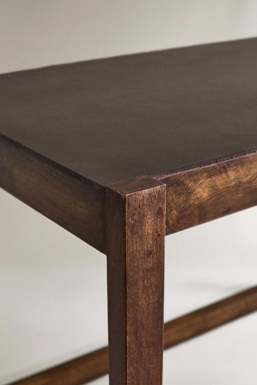 LARGE WOOD AND LEATHER SIDE TABLE - Dark brown by Zara - Image 3