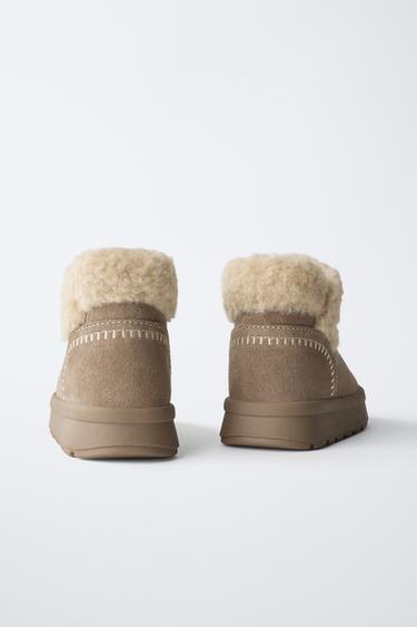 WINTER LEATHER BOOTS - Taupe Grey by Zara - Image 4