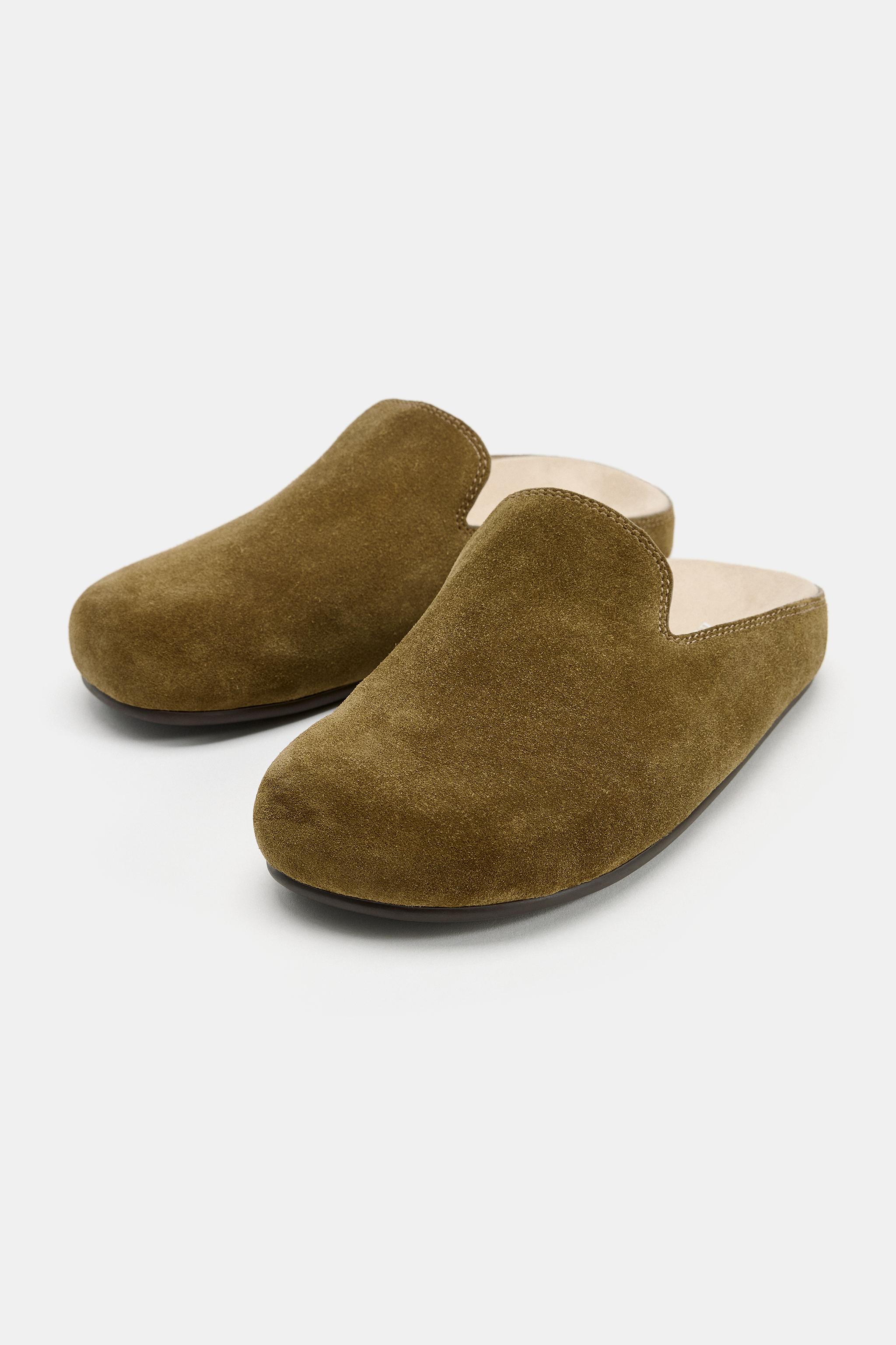 Zara SPLIT SUEDE CLOG SHOES görsel 6