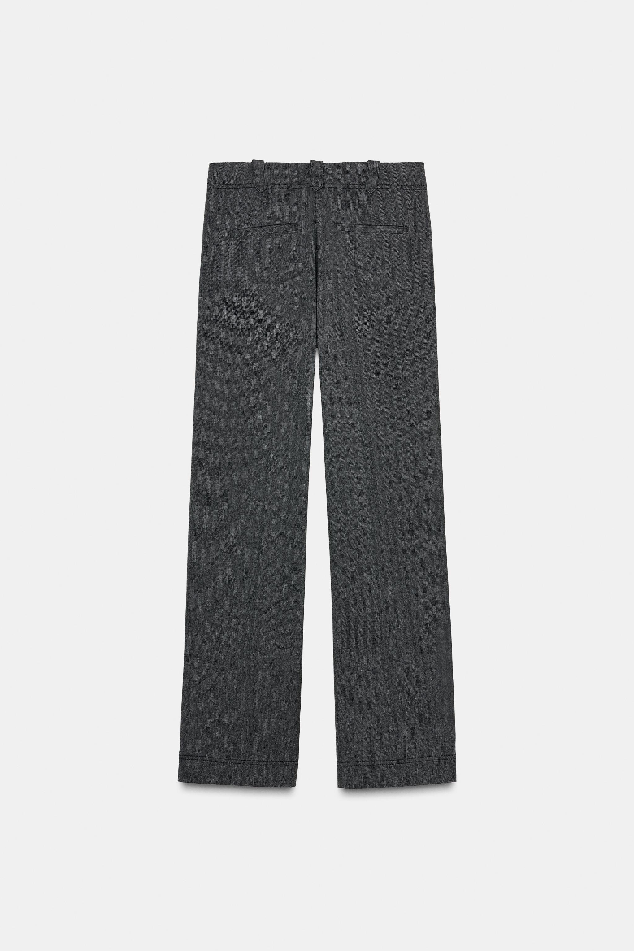 HERRINGBONE STRAIGHT LEG PANTS - Dark gray | ZARA United States
