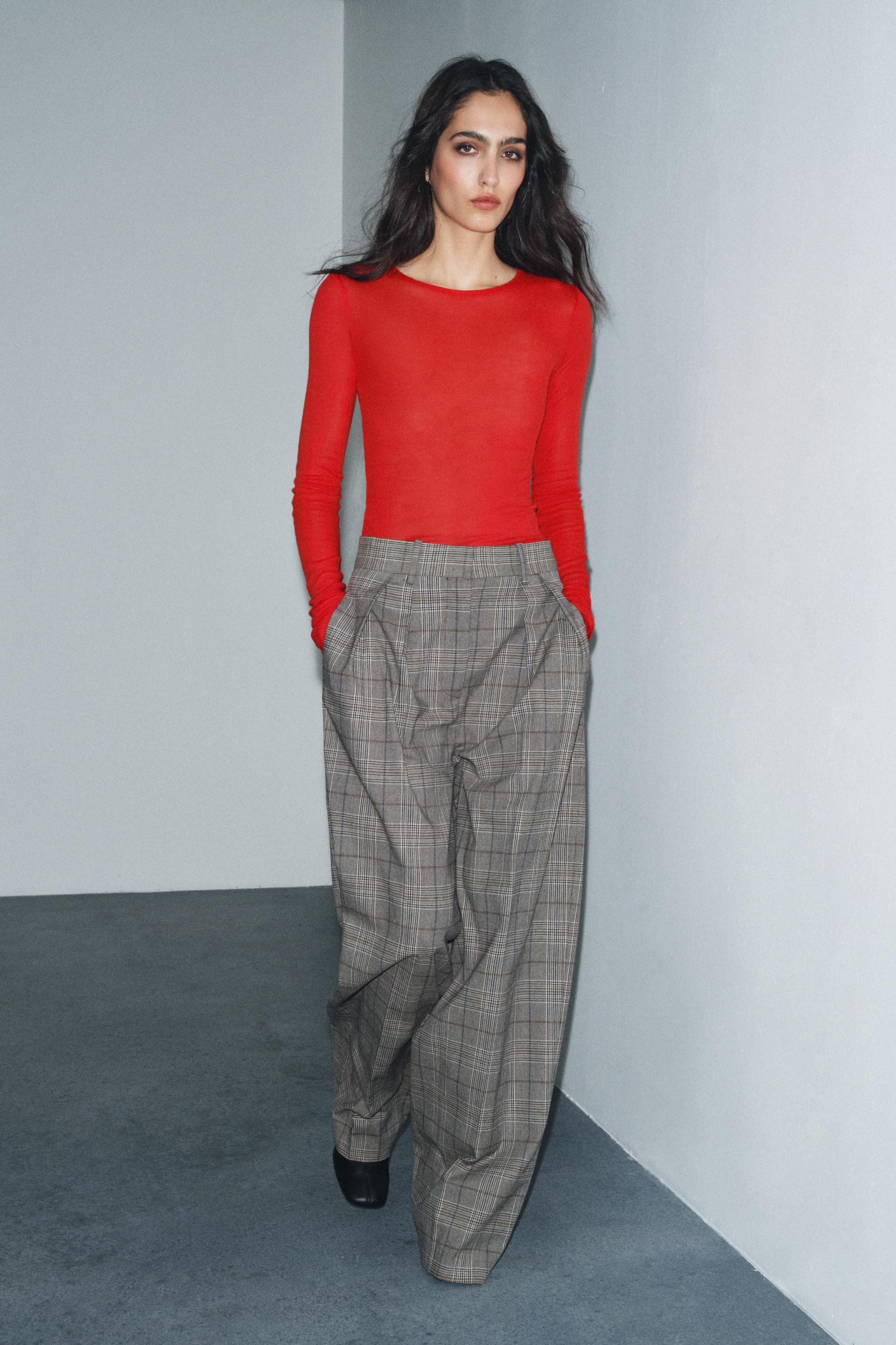 PLAID PLEATED PANTS ZW COLLECTION