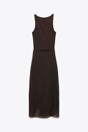 CONTRASTING WRAP DRESS - Brown by Zara - Image 5