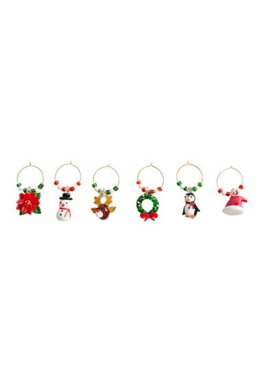 SEGNABICCHIERI IN VETRO DI NATALE (SET 6) - Rosso di Zara