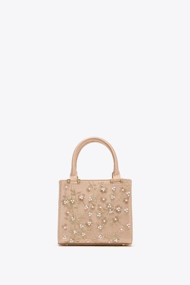 STRUCTURED EMBROIDERED HANDBAG - Pink by Zara - Image 0