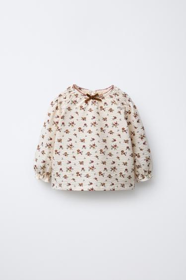 FLORAL GAUZE T-SHIRT - Ecru by Zara