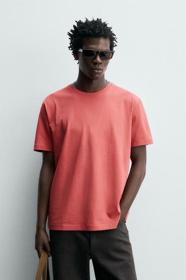 KLASIČNA MAJICA S SREDNJE DEBELIMI VLAKNI /02 - Rdeča koralna od Zare