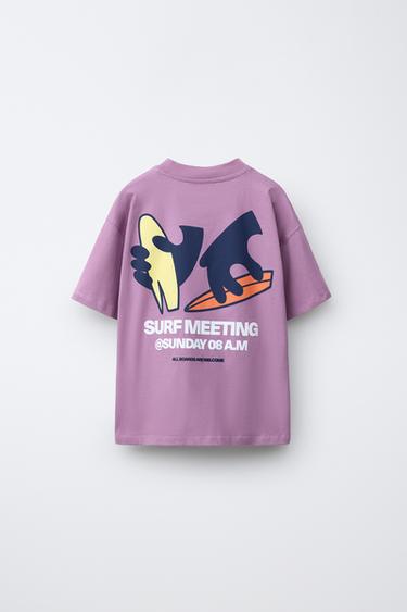 T-SHIRT À IMPRIMÉ SURF - Violet de Zara - Image 1