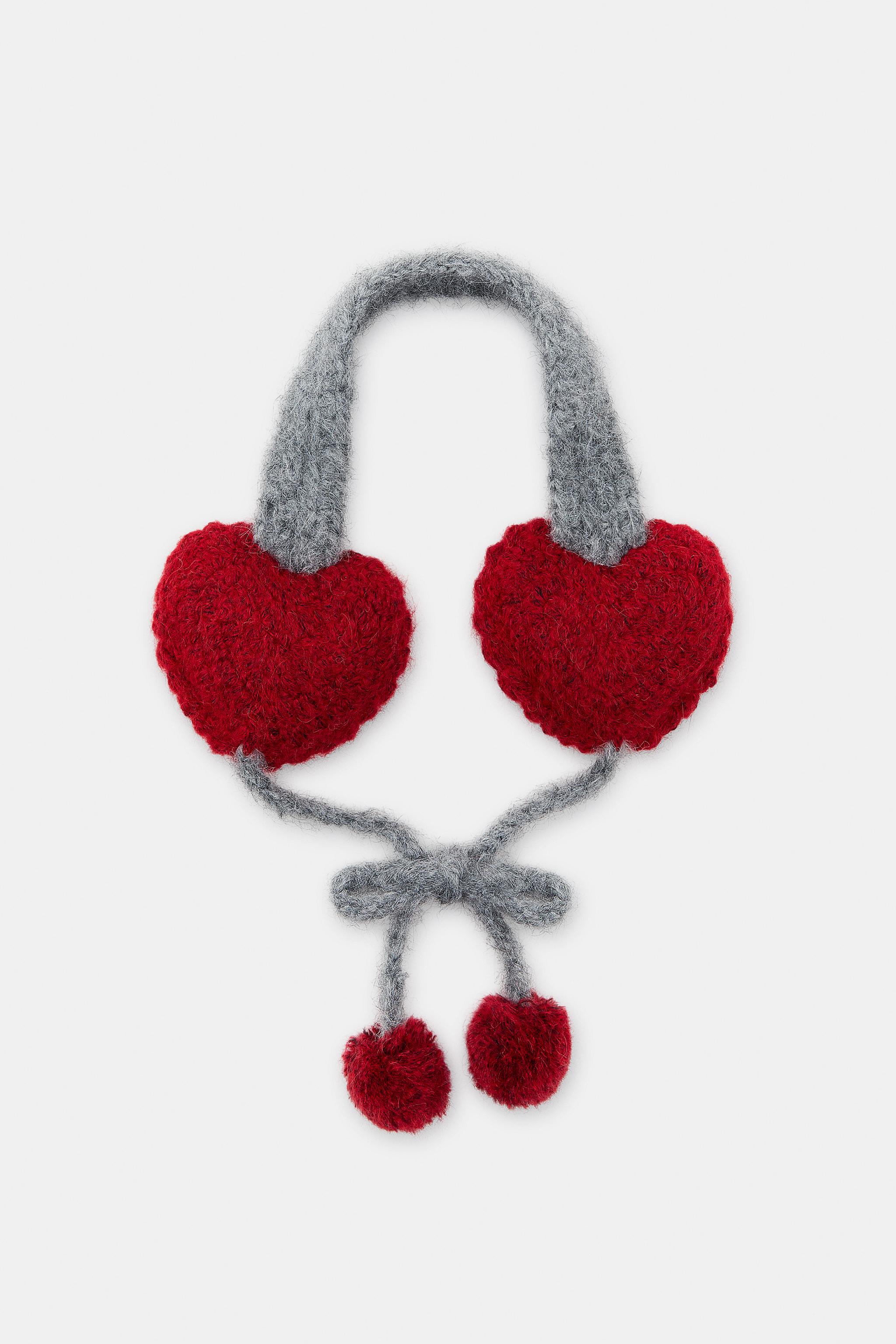 KNITTED HEART POMPOM EARMUFFS - Grey | ZARA Thailand display picture 2