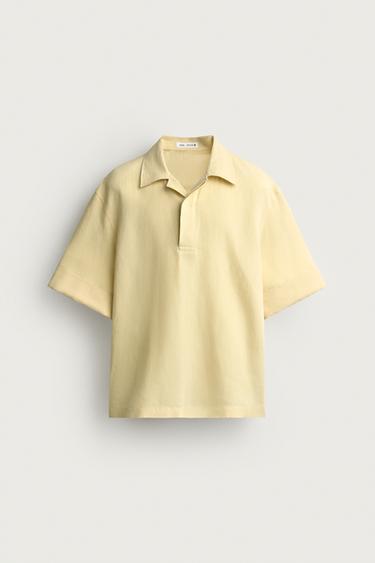 COTTON/LINEN POLO SHIRT - Lime by Zara