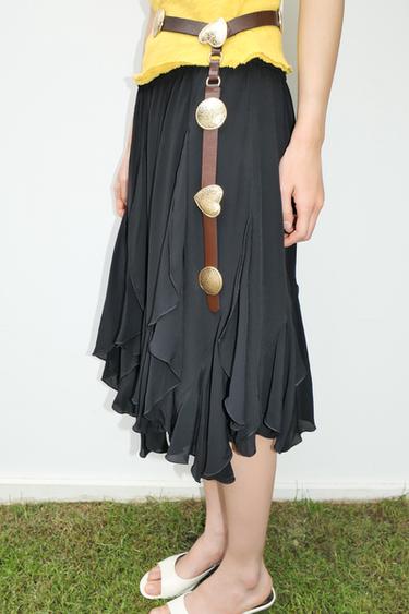 CINTO DE COURO COM CHAPAS METÁLICAS - Marrom da Zara