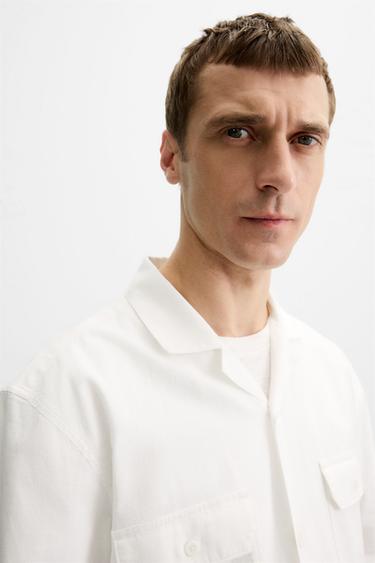 CHEMISE COTON À POCHES - Blanc cassé de Zara - Image 5