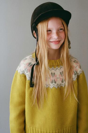 LIMITED EDITION GRECA PRINT JUMPER WITH WOOL - Lime by Zara