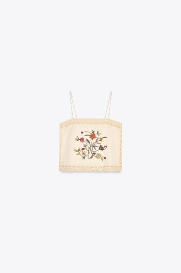 Zara VEZENI TOP ZW COLLECTION – Ekru