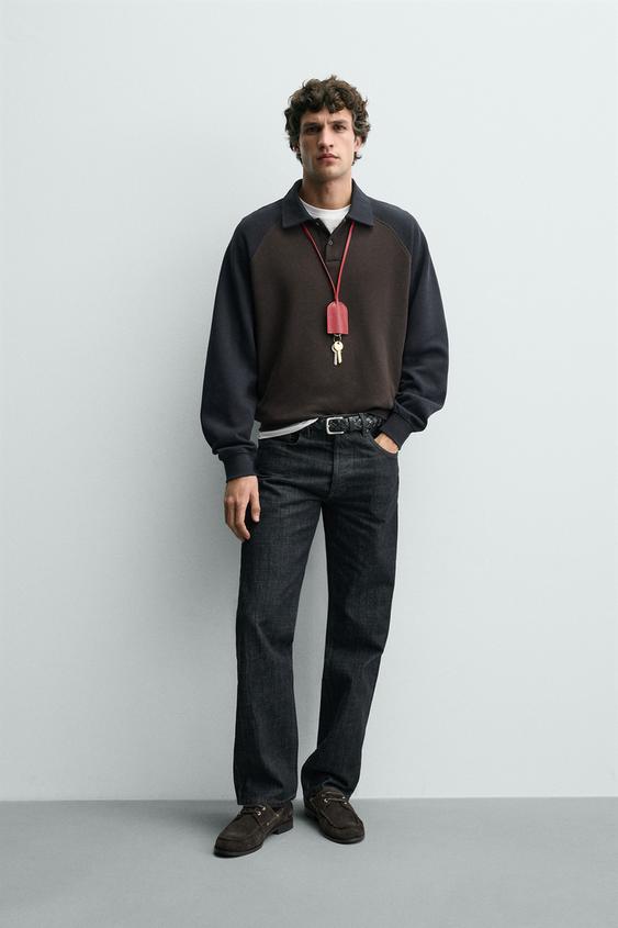 COLOR BLOCK RAGLAN SLEEVE POLO SHIRT