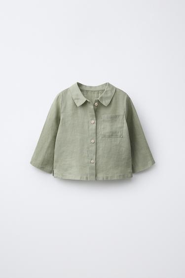 Zara 100% LINEN SHIRT - Khaki - Image 0