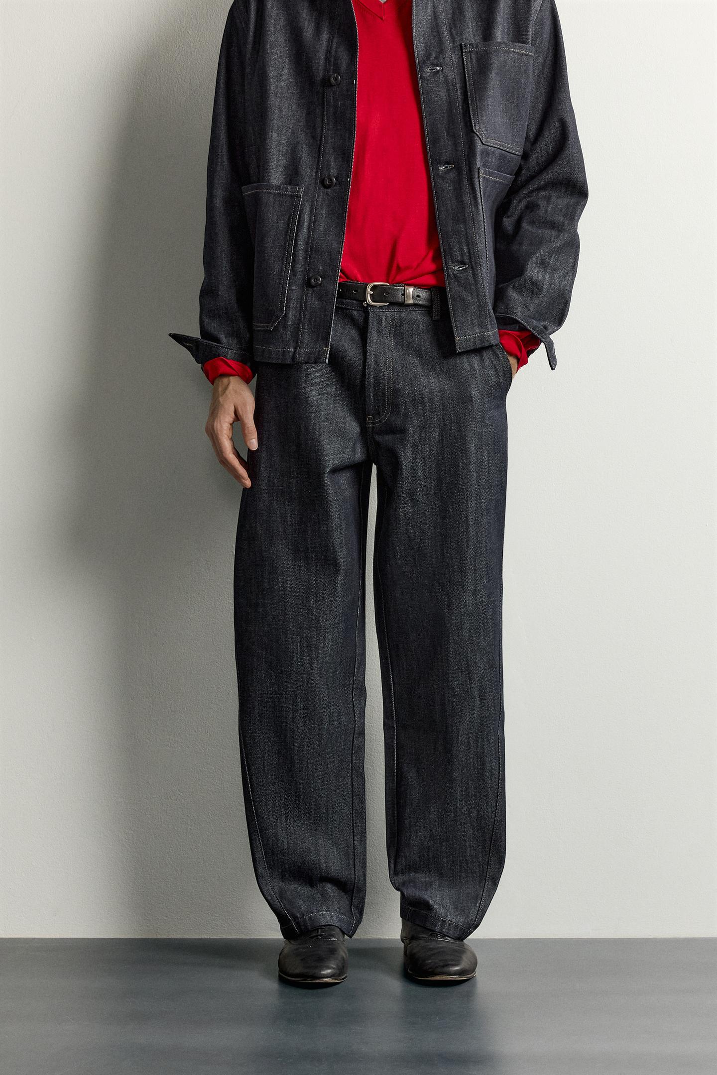 Мужские джинсы Zara Wide-Fit Hook-Fastening, цвет: Индиго — фото 2