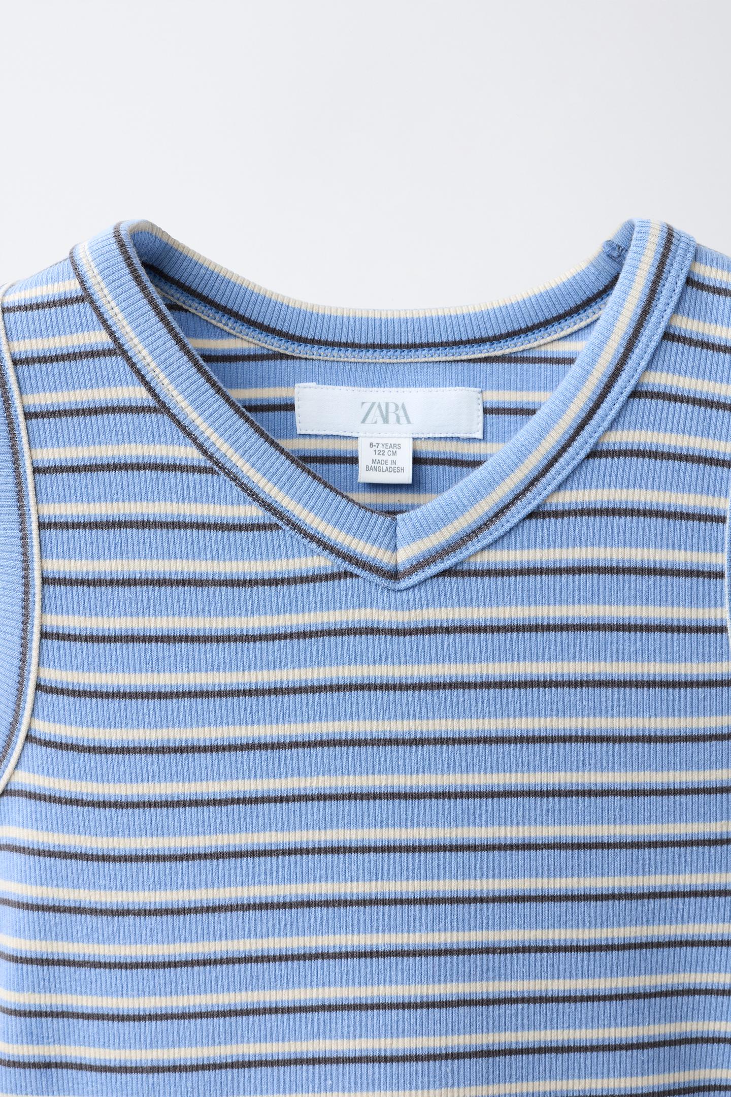 Детская футболка Zara Striped Ribbed, цвет: Полосатый — фото 3