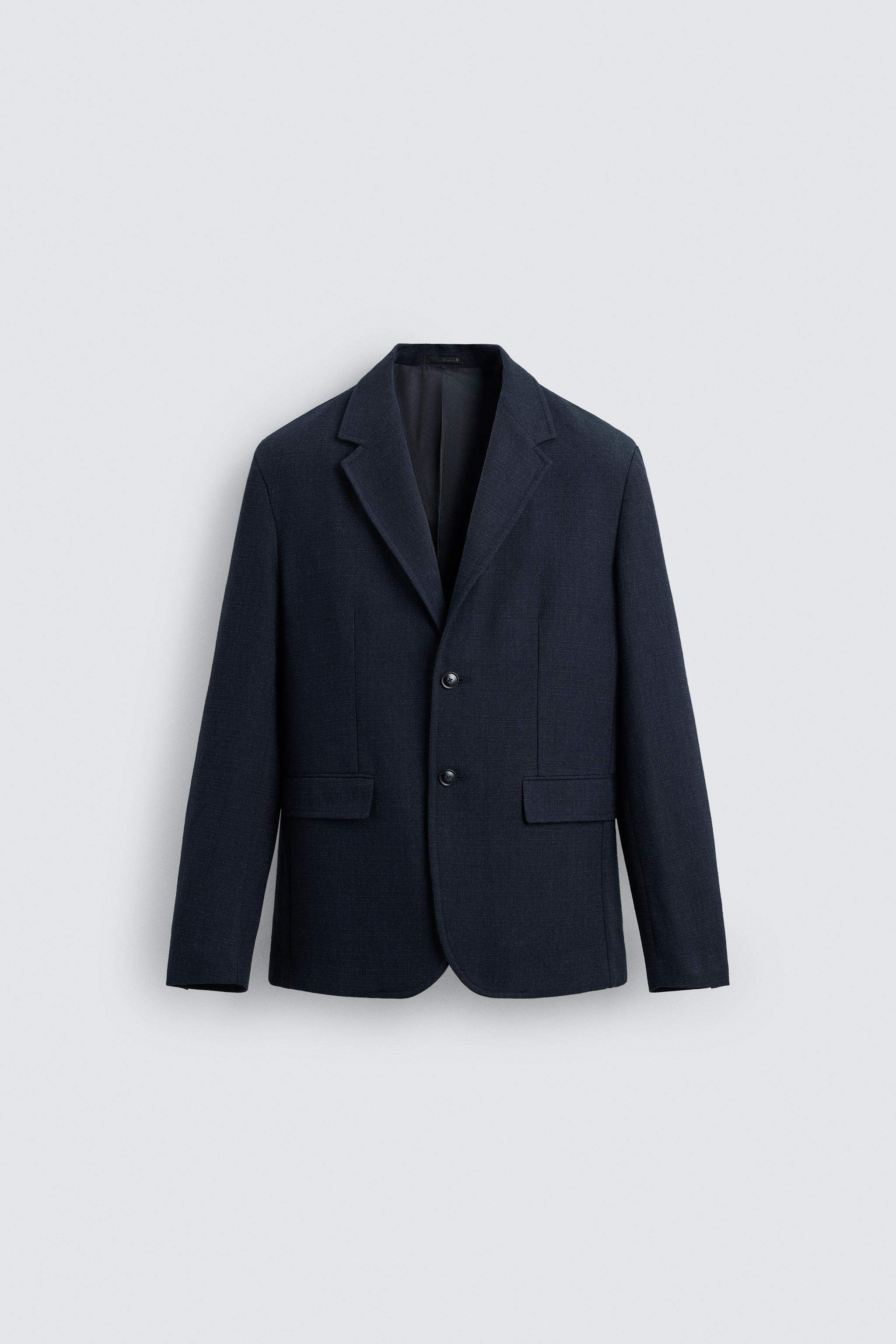 TEXTURED REGULAR FIT BLAZER - Navy blue | ZARA United States