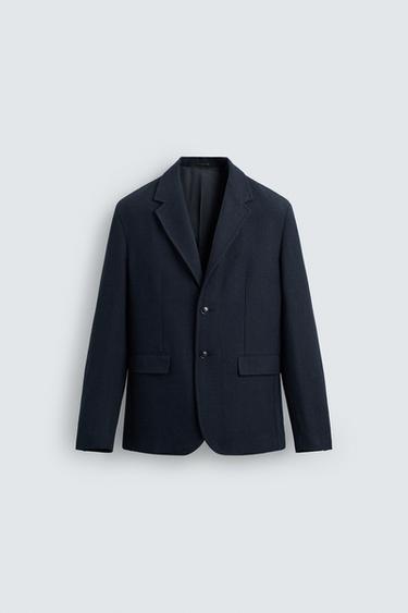 SAKO REGULAR FIT SE STRUKTUROU - Modrá Navy od Zara