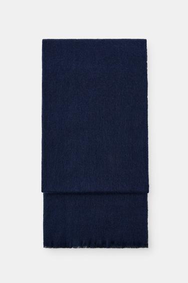 PLAIN FRINGED SCARF - navy by Zara