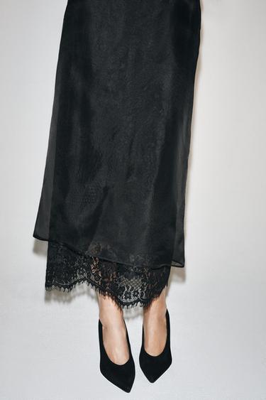 ZW COLLECTION 100% SILK LACE SKIRT — Black 2