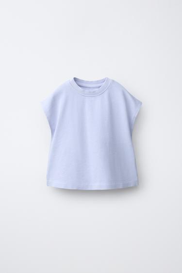 T-SHIRT UNI À ÉTIQUETTE - Bleu / Lavande de Zara