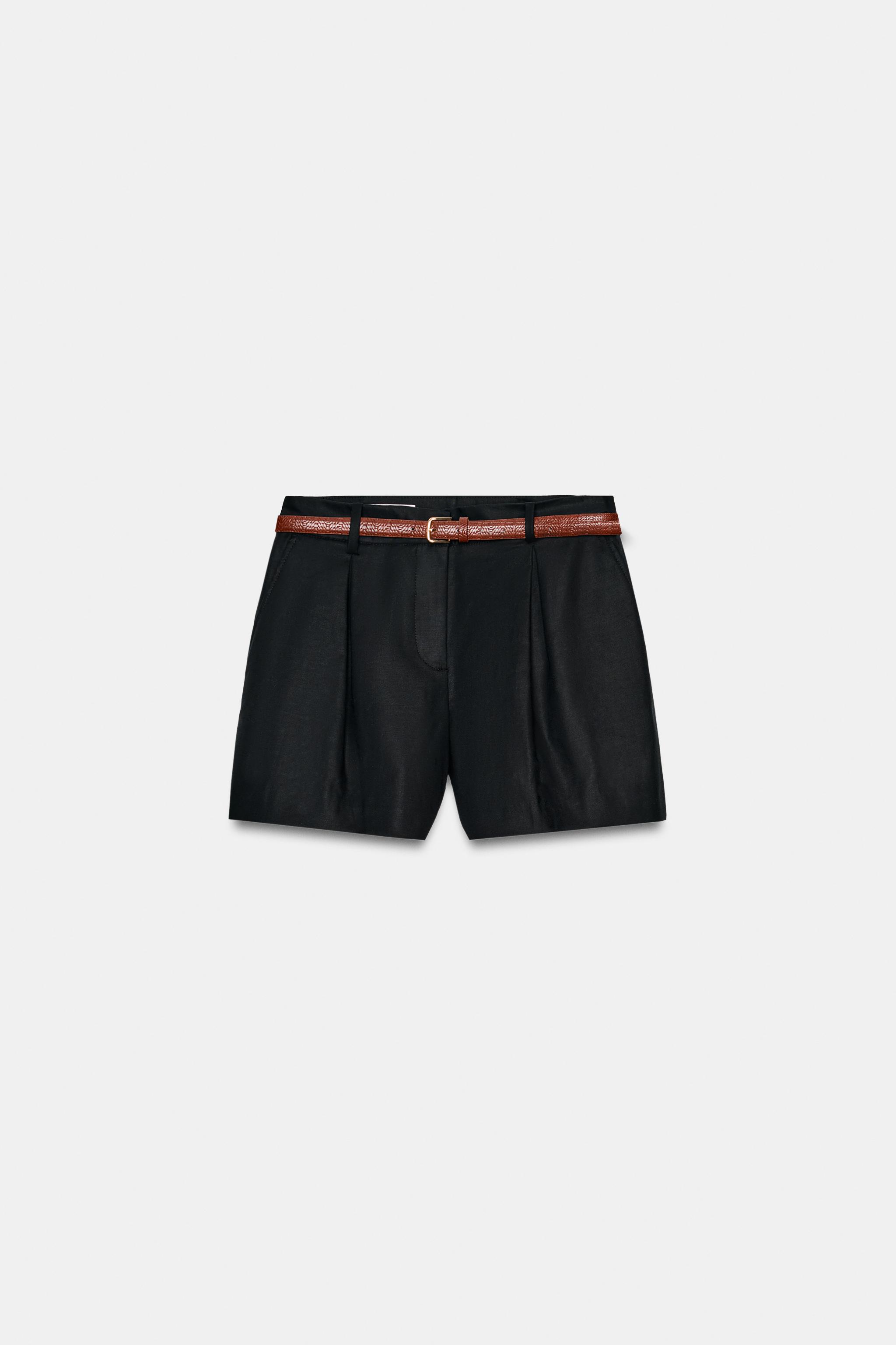 Женские шорты Zara BELTED PLEATED SHORTS