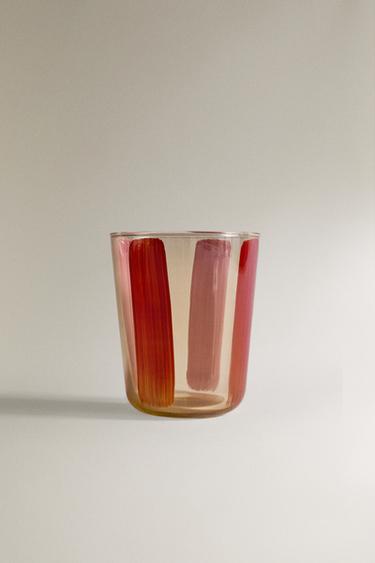 STRIPED GLASS TUMBLER - Red by Zara