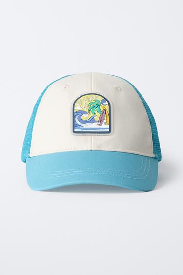 CASQUETTE EN RÉSILLE À ÉTIQUETTE AUTOCOLLANTE - Bleu / Blanc de Zara - Image 3