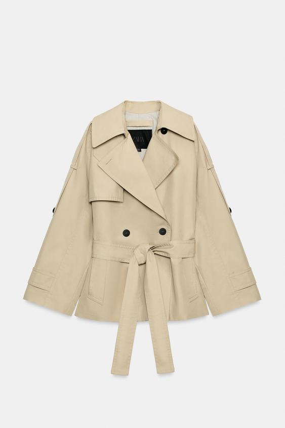 TRENCH COURT À CEINTURE DÉPERLANT ZW COLLECTION - Beige clair de Zara - Image 1