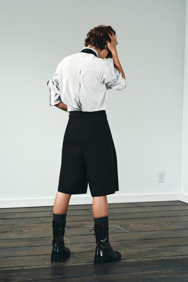 POPLIN SHIRT WITH TIE - Black / White by Zara - Image 4