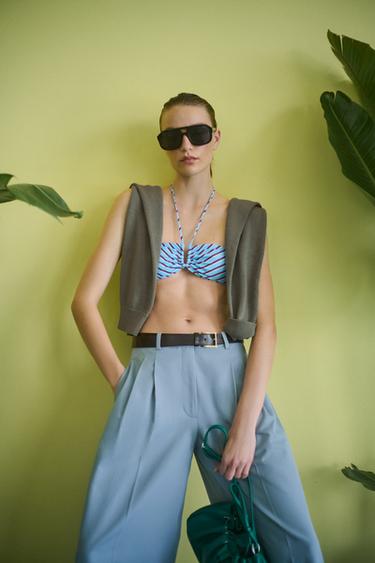 WIDE LEG PLOOIBROEK ZW COLLECTION - Blauw / Grijs van Zara