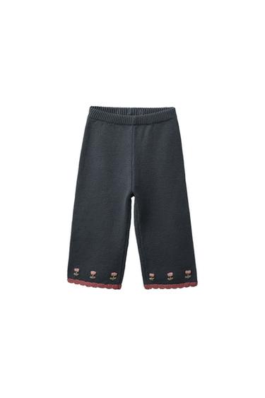 PANTALÓN CULOTTE PUNTO FLORES BORDADAS