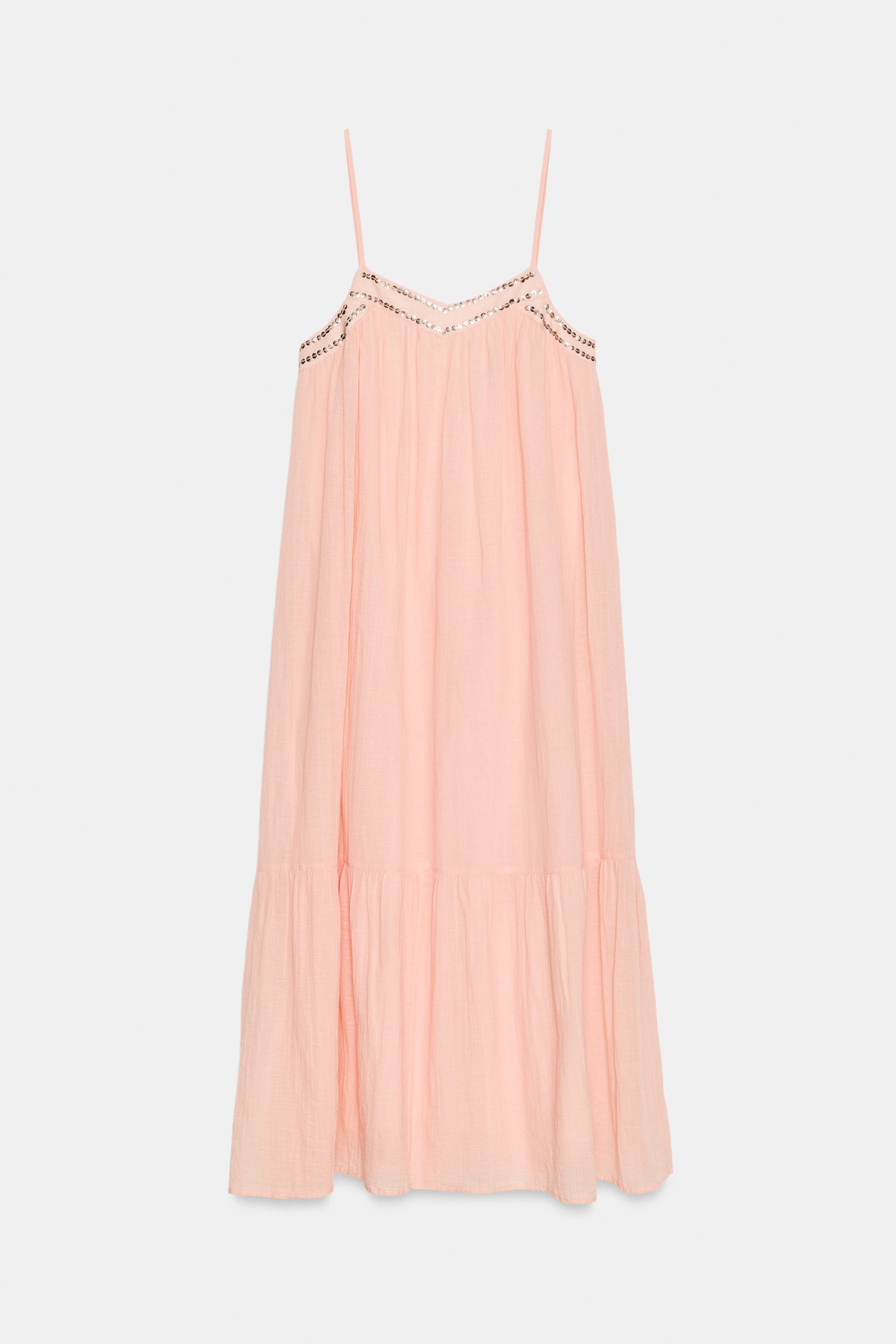 STUDDED GAUZE MIDI DRESS