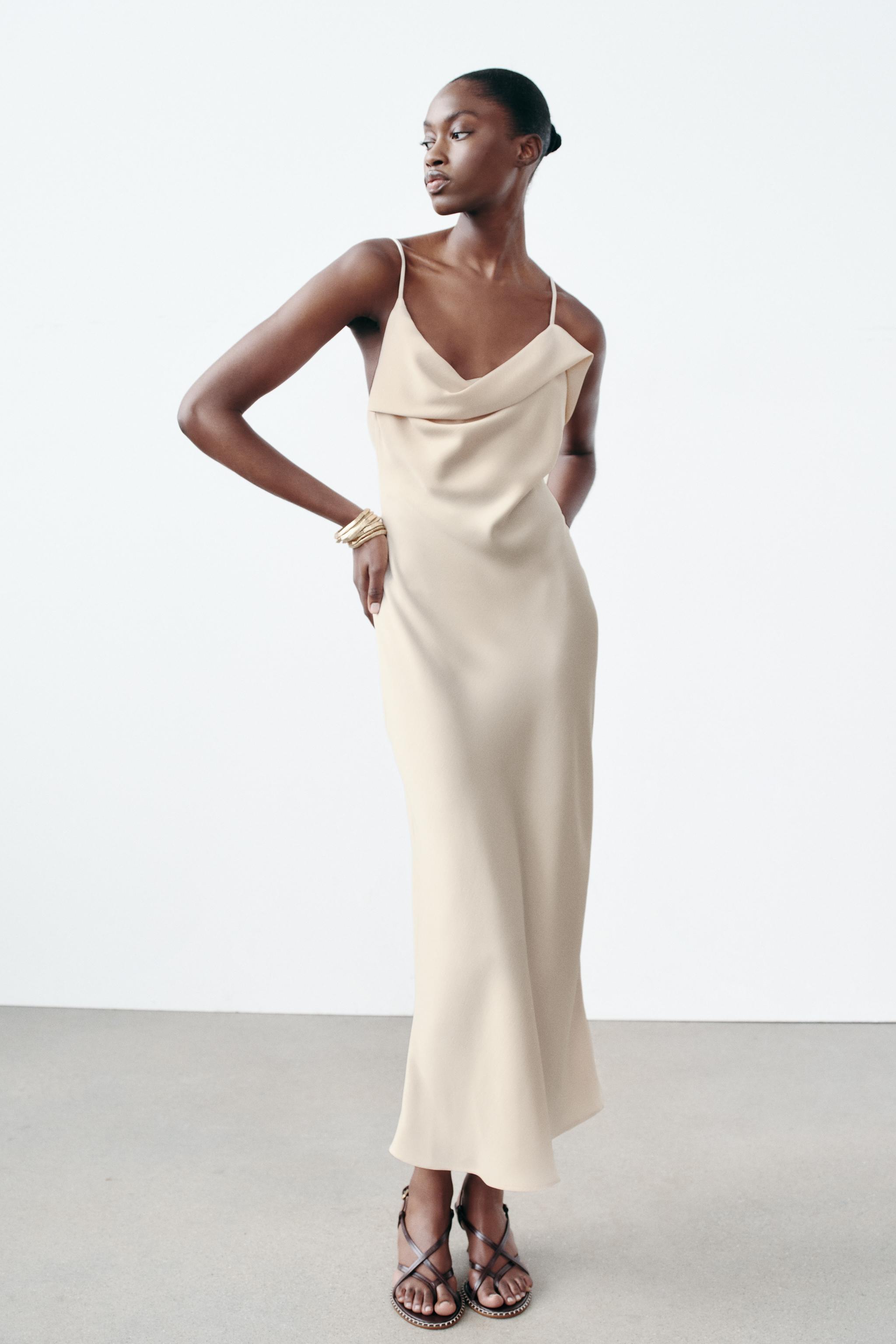 SATIN SLIP DRESS - Ecru | ZARA United States